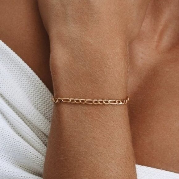 POPULAR Figaro Chain Cuban Chain Bracelet Waterproof Gold Bracelet Non-tarnish - Picture 6 of 9